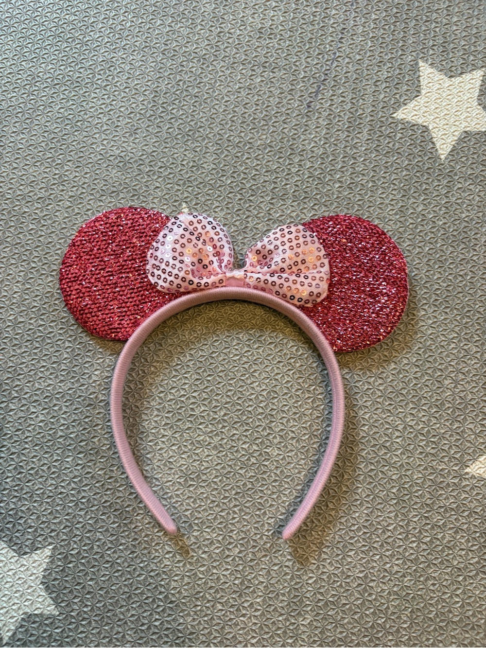 Disney Pink Sequin Minnie Ear Headband with Polka Dot Bow